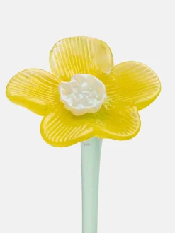MOUTHBLOWN CRYSTAL FLOWER YELLOW^HOFF Clearance