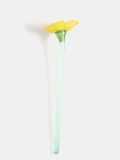 MOUTHBLOWN CRYSTAL FLOWER YELLOW^HOFF Clearance
