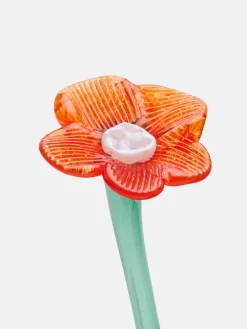 MOUTHBLOWN CRYSTAL FLOWER ORANGE^HOFF