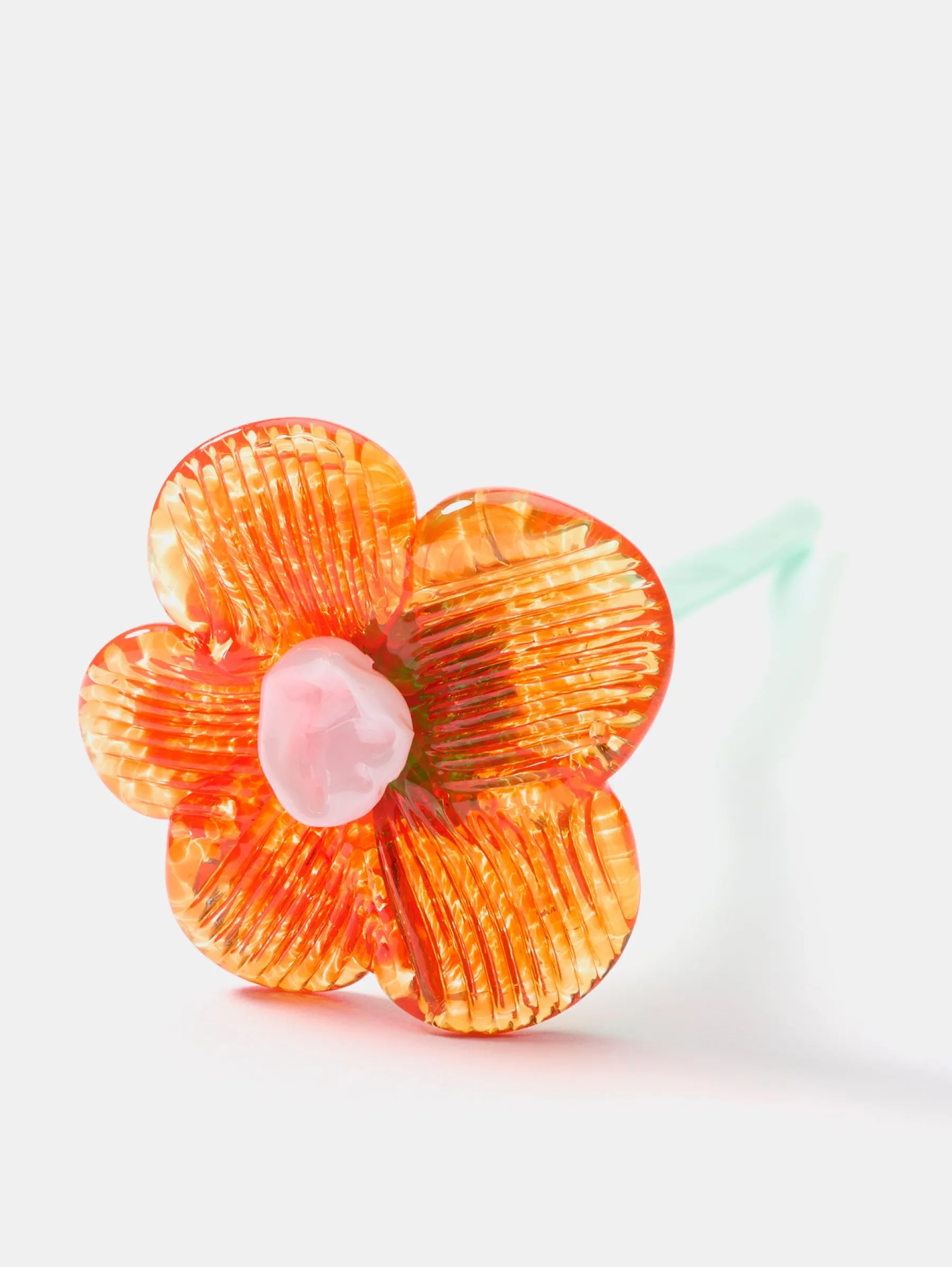 MOUTHBLOWN CRYSTAL FLOWER ORANGE^HOFF
