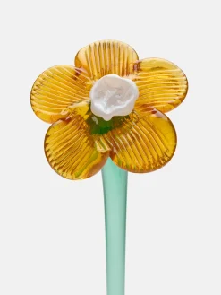 MOUTHBLOWN CRYSTAL FLOWER MUSTARD^HOFF Outlet