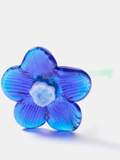 MOUTHBLOWN CRYSTAL FLOWER BLUE^HOFF