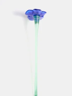 MOUTHBLOWN CRYSTAL FLOWER BLUE^HOFF