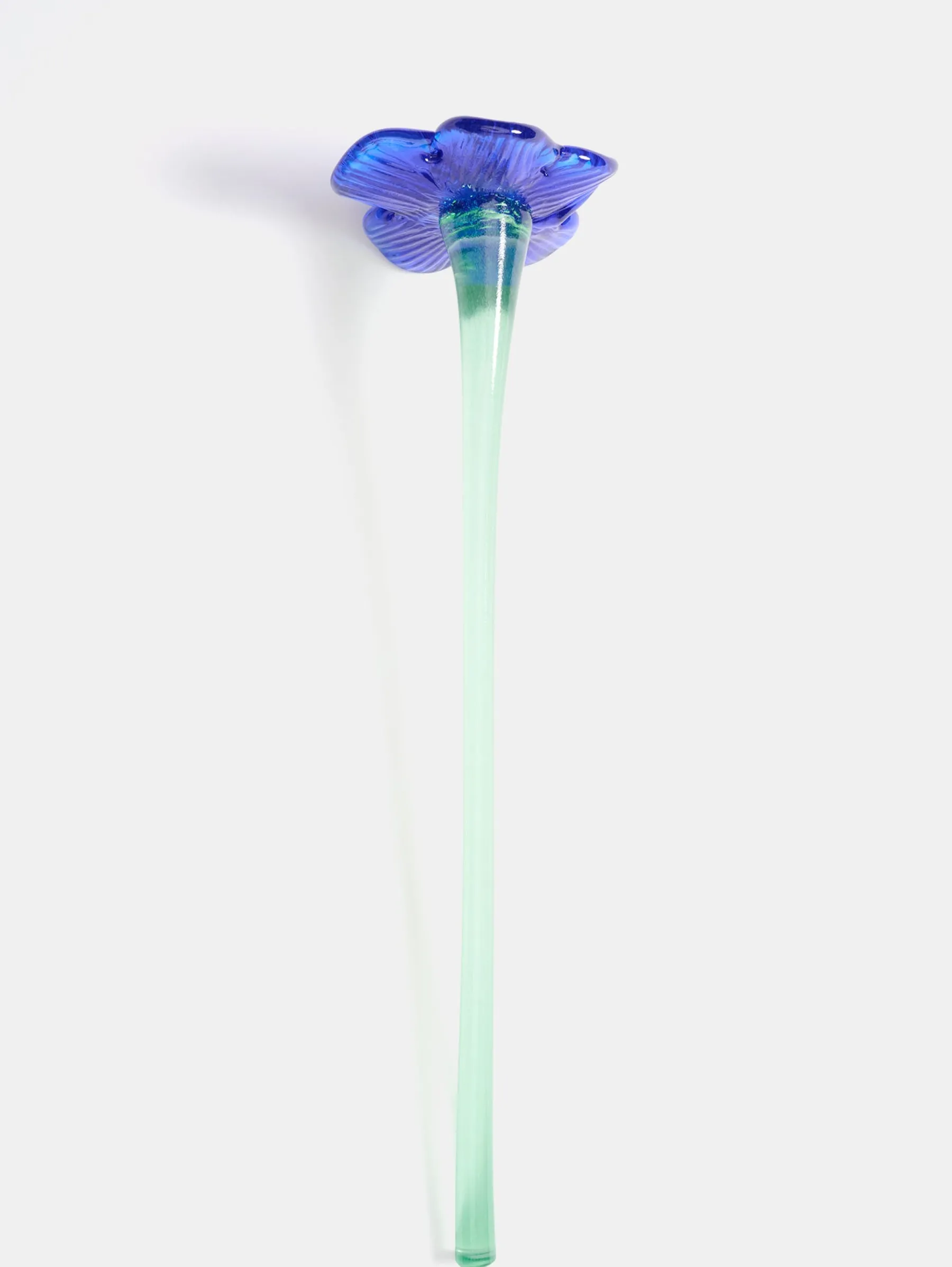 MOUTHBLOWN CRYSTAL FLOWER BLUE^HOFF